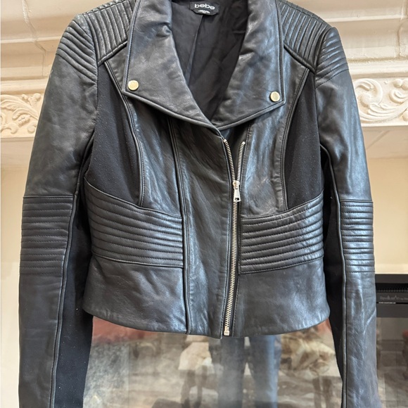 Bebe Black Moto lamb Leather jacket Medium - Picture 10 of 10